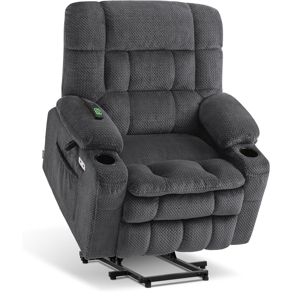 MCombo Dual Motor Power Lift Recliner Chair with Massage and Heat, Infinite Position, Fabric R7894 (Small-Wide)