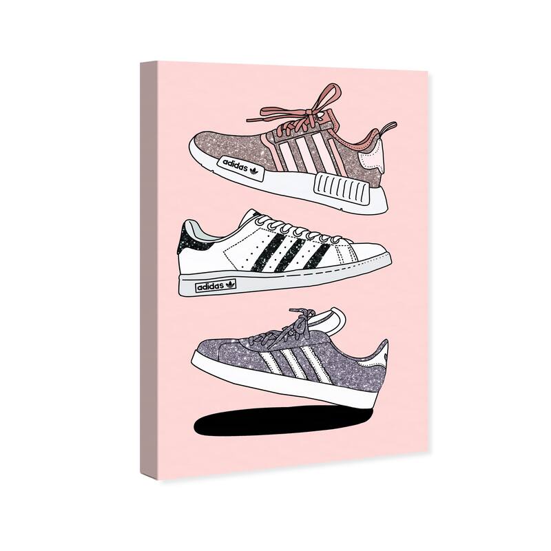 Wynwood Studio Canvas Fashion and Glam Sparkle Sneaker Collection Pink and Metallic Pink Glam Wall Art Canvas Print