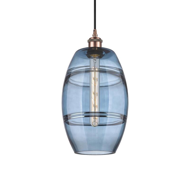 Innovations Lighting 516-1P-10-8 Vaz Pendant Vaz 8" Wide Mini Pendant - Antique Copper / Princess Blue