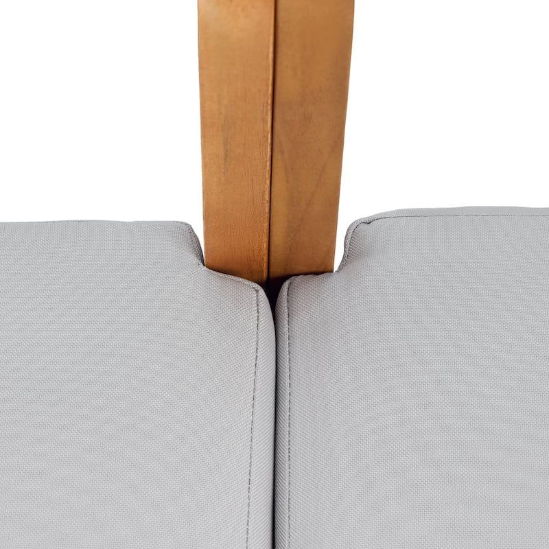 Christopher Knight Home - 76.38" W Outdoor Teak Finish Solid Wood 3-Seater Sofa with Cushions