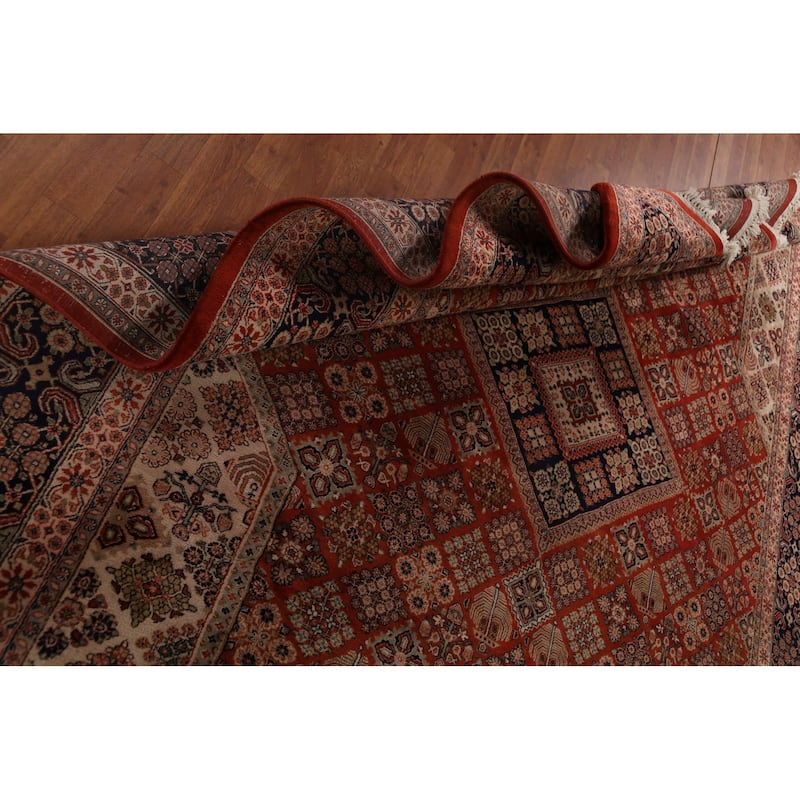 Orange Geometric Meymeh Indian Area Rug Hand-Knotted Wool Carpet - 8'8"x 11'4"