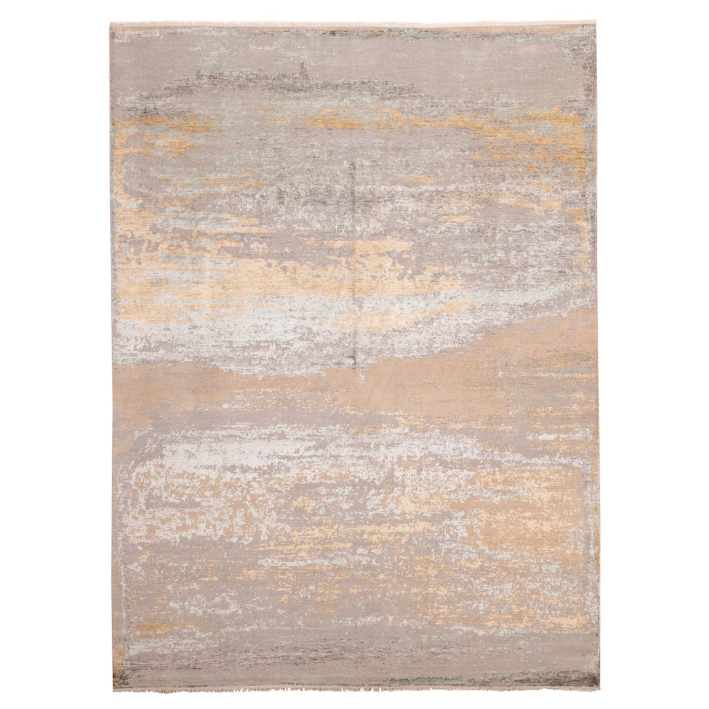ECARPETGALLERY Hand-knotted Legacy Grey Silk, Wool Rug - 8'11 x 11'10