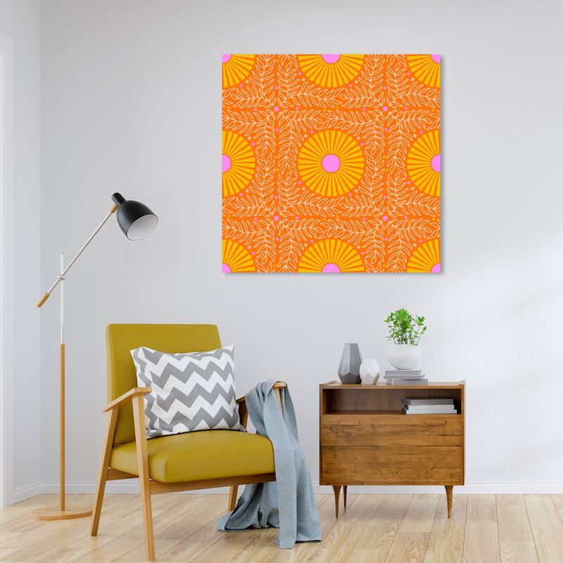 Wynwood Studio Canvas Abstract Sun Energy Orange and Neon Violet Modern & Contemporary Wall Art Canvas Print