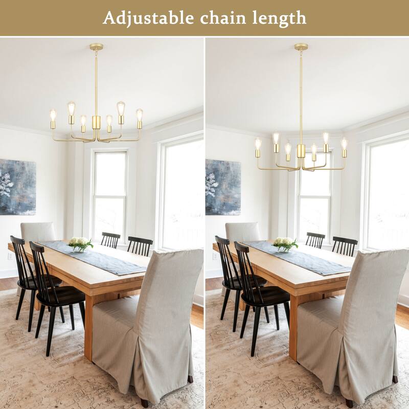 6-Light 30.15"W Kitchen Island Modern Chandeliers for Living Room