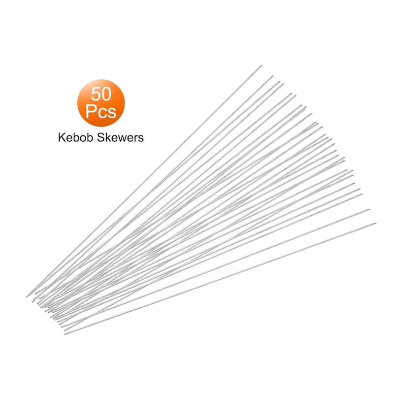 50pcs Kebob Skewers 34cm x 1.3mm Stainless Steel Round BBQ Grill Stick - 34cm x 1.3mm