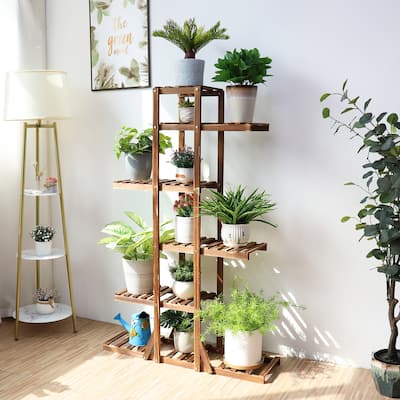 6 Tier Corner Wooden Plant Stand Ladder Flower pot Display Rack Shelf