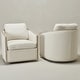 preview thumbnail 134 of 165, KINWELL 31"W Oak Frame Upholstered Swivel Barrel Armchair