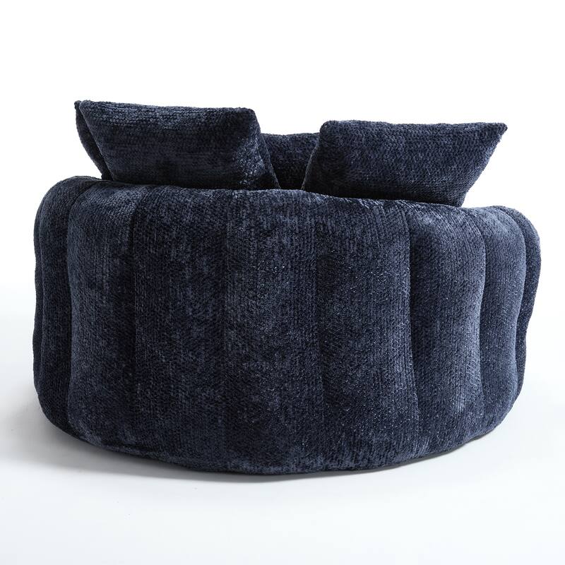 55" Modern Long Polyester Foam Round Bean Bag Sofa Chair with Pillows
