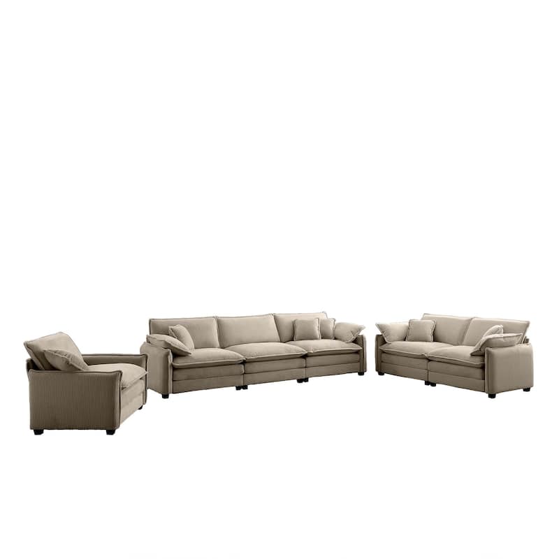 Roomfitters 3-Piece Modular Corduroy Sectional Sofa, Oversized 6-Seat Set with Memory Foam