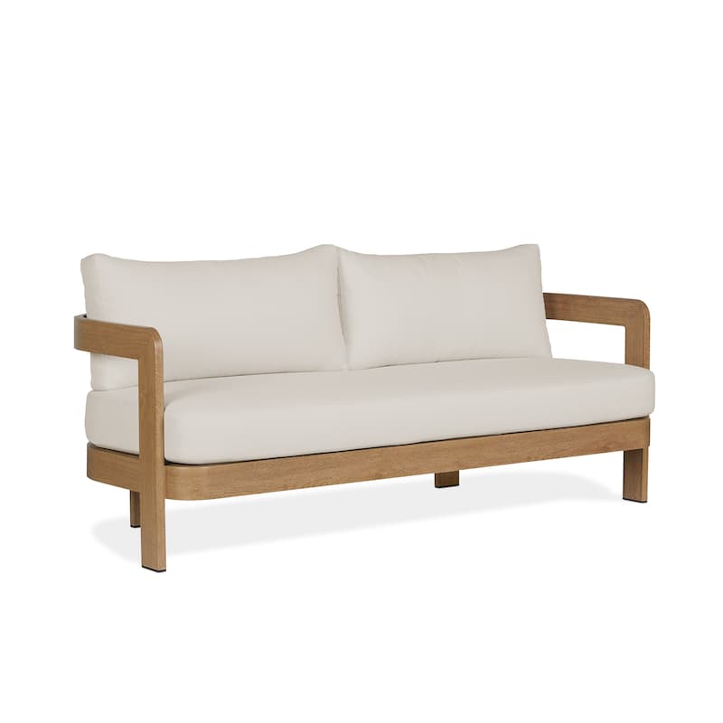 Arlo 73" Metal Outdoor Sofa in Weathered Lakewood With Cushions by Real Flame