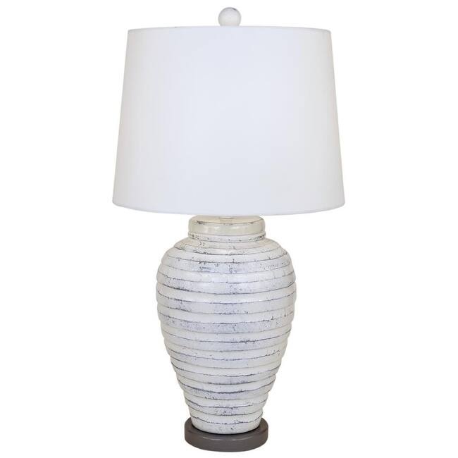 Casual Ribbed Pottery Table Lamp