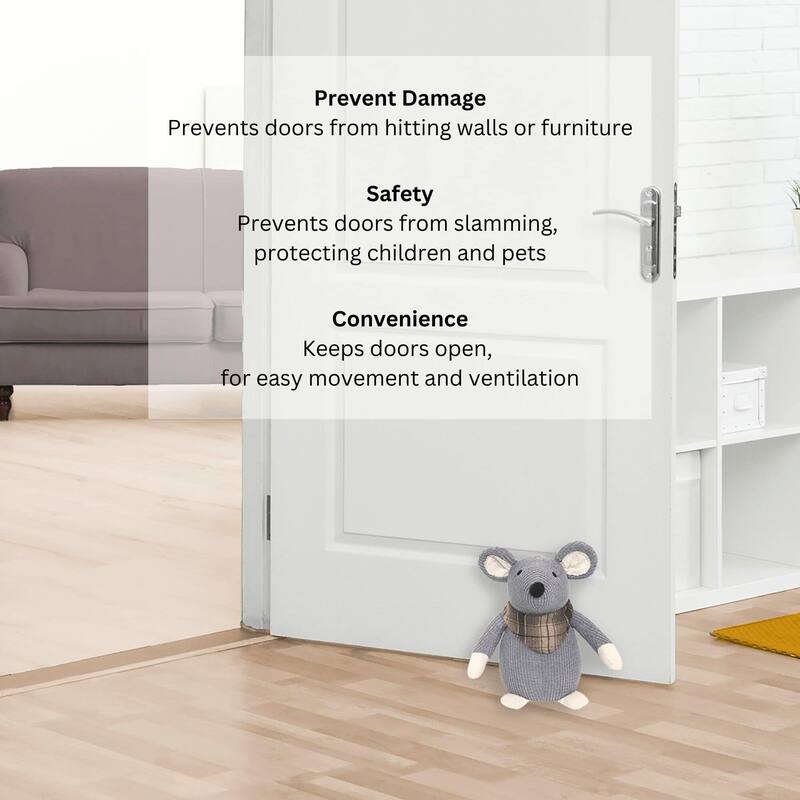 Decorative Mouse Door Stopper - Weighted Animal Doorstop, 2.3 lb - 9"H x 7"L x 5"W