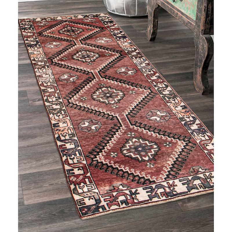 ECARPETGALLERY Hand-knotted Konya Anatolian Dark Red Wool Rug - 3'5 x 9'9