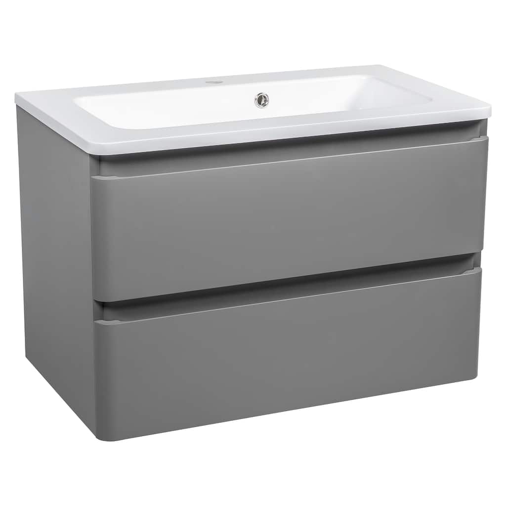 Modern Wall-Mounted Bathroom Vanity with Washbasin | Comfort Collection mirror Diamond 24" included