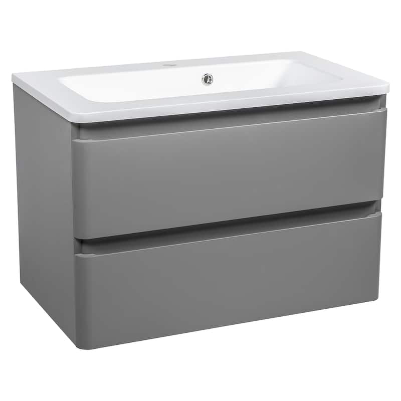 Modern Wall-Mounted Bathroom Vanity with Washbasin | Comfort Collection with Mirror Simple 24"