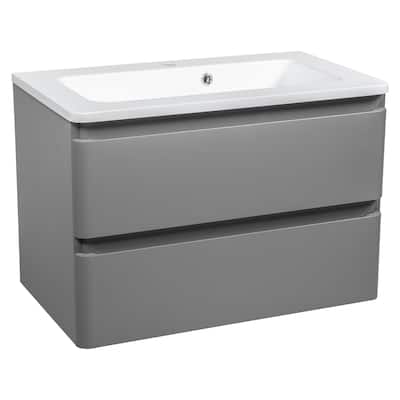 Modern Wall-Mounted Bathroom Vanity with Washbasin | Comfort Collection with Mirror Simple 24"