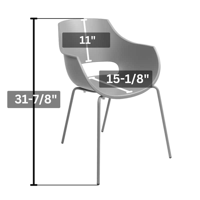 Furnish Theory Urban-ML Pro Indoor/Outdoor Stackable Dining Armchairs Polypropylene Shell & Powder-Coated Steel Legs (Set of 2)