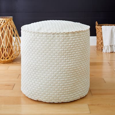 Sorra Home Indoor Soft Chunky Corduroy Small Round Pouf