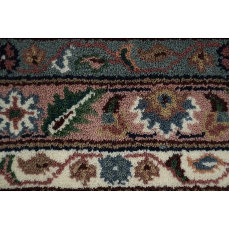 Hand Knotted Oriental 100% Wool Carpet Traditional All-Over Red Kashan Area Rug - 14' 1'' X 10' 2''