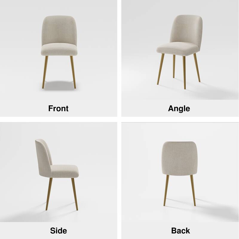 2Pcs Upholstered Dining Chairs Modern Fabric Kitchen Chairs with Padded Seat & Sturdy Metal Legs Side Chairs