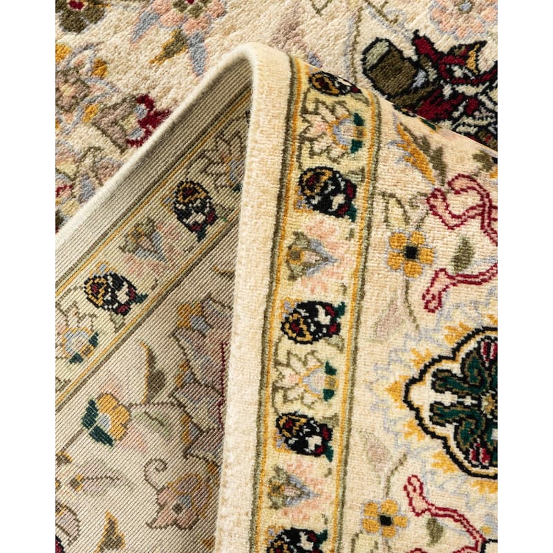 Overton Handknotted Wool Traditional Oriental Ivory Area Rug - 5' x 8'