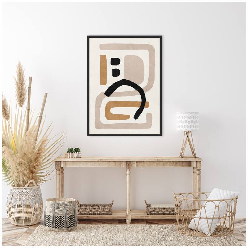 Kate and Laurel Sylvie Neutral Abstract 2 Minimal Modern Art Framed Canvas by July Art Prints