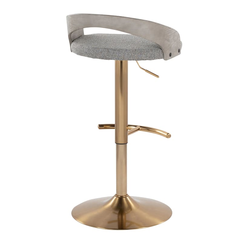 Grotto Adjustable Barstool with Gold Base