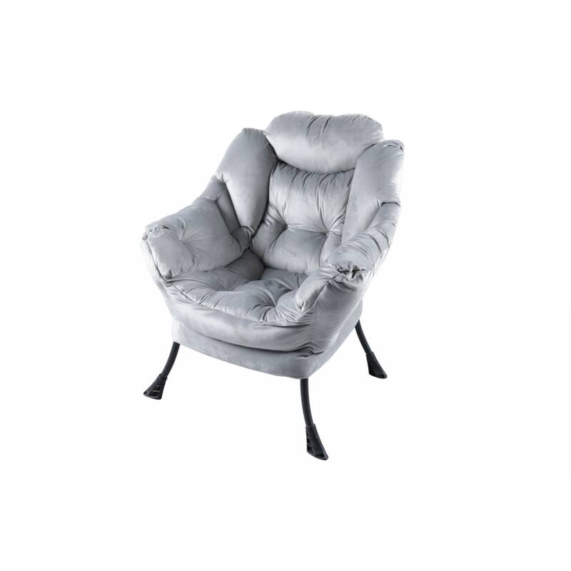 Accent Contemporary Lounge Chair,Single Steel Frame Leisure Sofa Chair with Armrests and A Side Pocket(Light Gray) - Light Grey