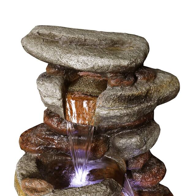 29.9" LED Lights Rock Water Fountain
