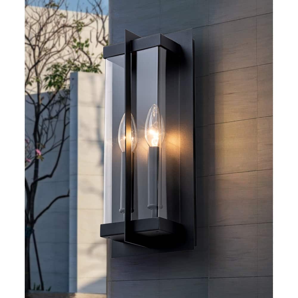 Modern Black Outdoor Wall Lights with 2-Light Candelabra
