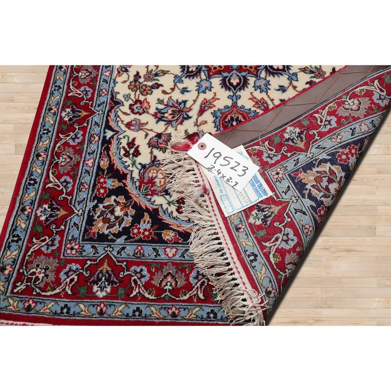 2'4''x3'7'' Hand Knotted Wool Ivory Isfahan Traditional 500 KPSI Rug - 2' 4'' x 3' 7''