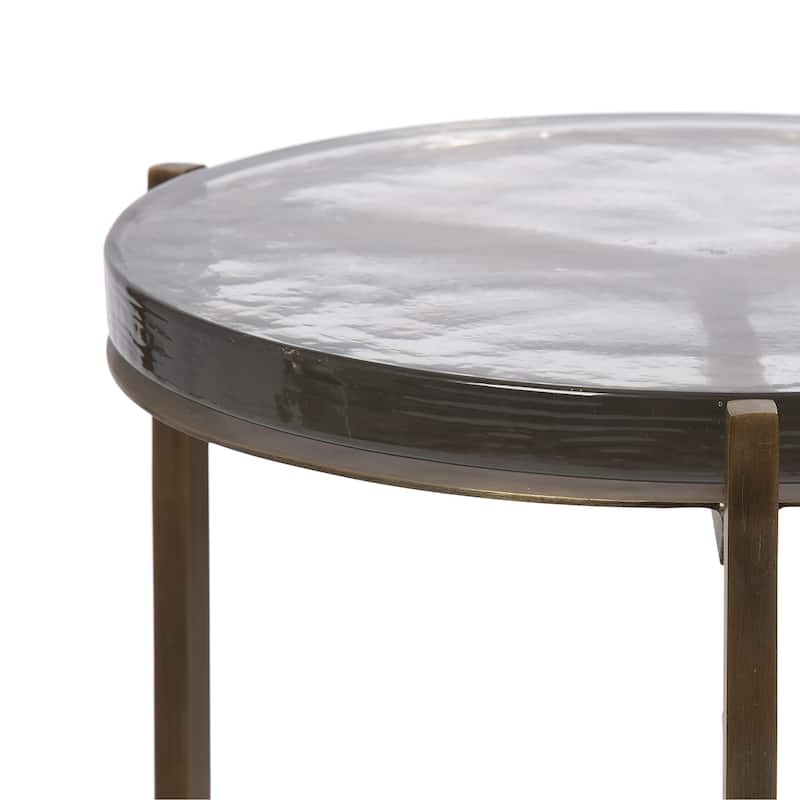 Kate and Laurel Aguilar Glass and Metal Side Table