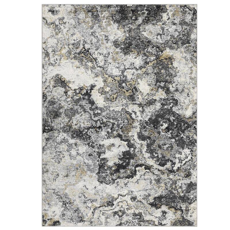 Machine Washable Area Rugs for Living Room, Modern Abstract Bedroom Rug, Low Pile Non-Slip Carpet