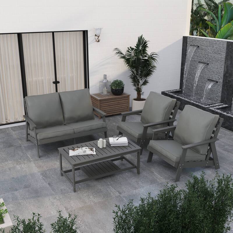 Alpine Modern Outdoor Upholstered Accent Chair - Lounge Armchair with Removable Cushions for Living Room