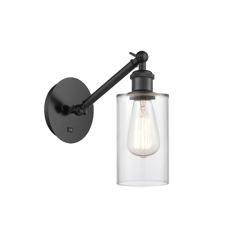 Innovations Lighting 317-1W-13-5 Clymer Sconce Clymer 13" Tall Wall - Matte Black / Clear