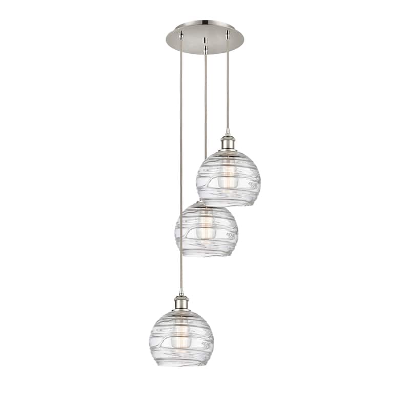 Innovations Lighting Athens Deco Swirl 3 Light 15" Multi-Pendant - Polished Nickel