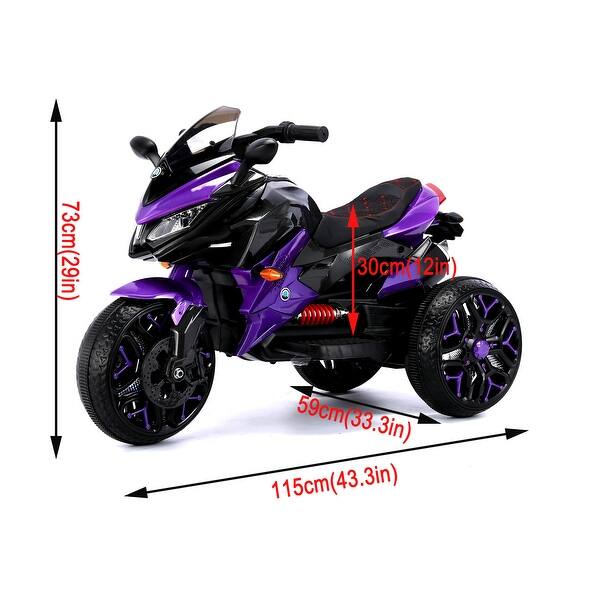 dimension image slide 2 of 8, 12V Kids Electric Ride-On Motorcycle with Manual Throttle, LED Wheel Lights, Bluetooth Music- Battery Powered Motorbike