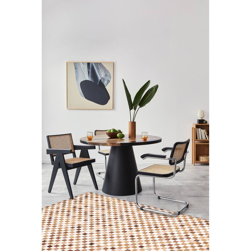 ECARPETGALLERY Handmade Cowhide Patchwork Brown Leather Rug - 5'11 x 5'11