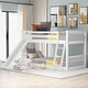 preview thumbnail 14 of 51, Floor Bunk Bed with Convertible Slide and Ladder, Wood Bunk Bedframe with Full-Length Guardrail Space-saving Low Bunk Bed White - Twin