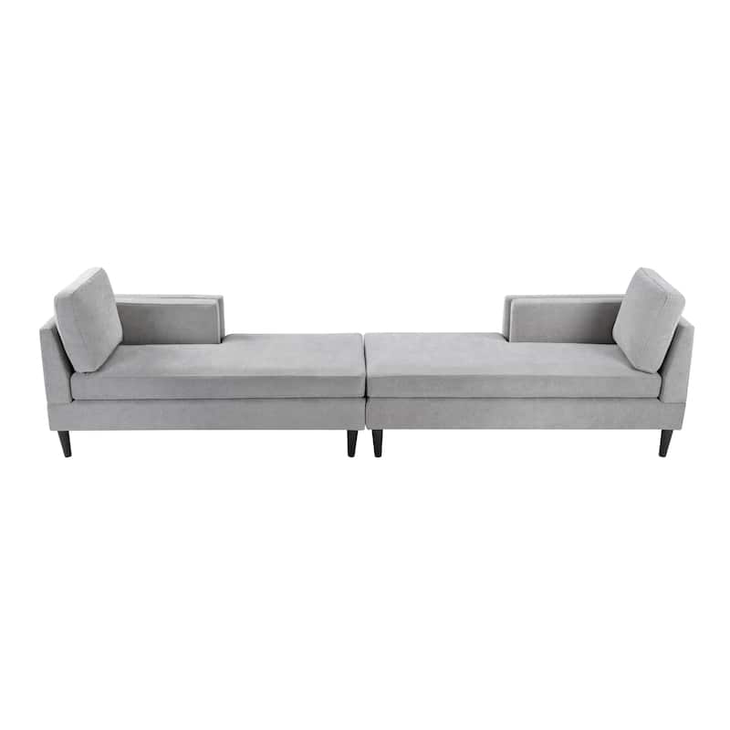 Christopher Knight Home - Alora Modern Upholstered Chaise Lounge Sofa Bed with Dual-Layer Armrests and Flexible Layout Design