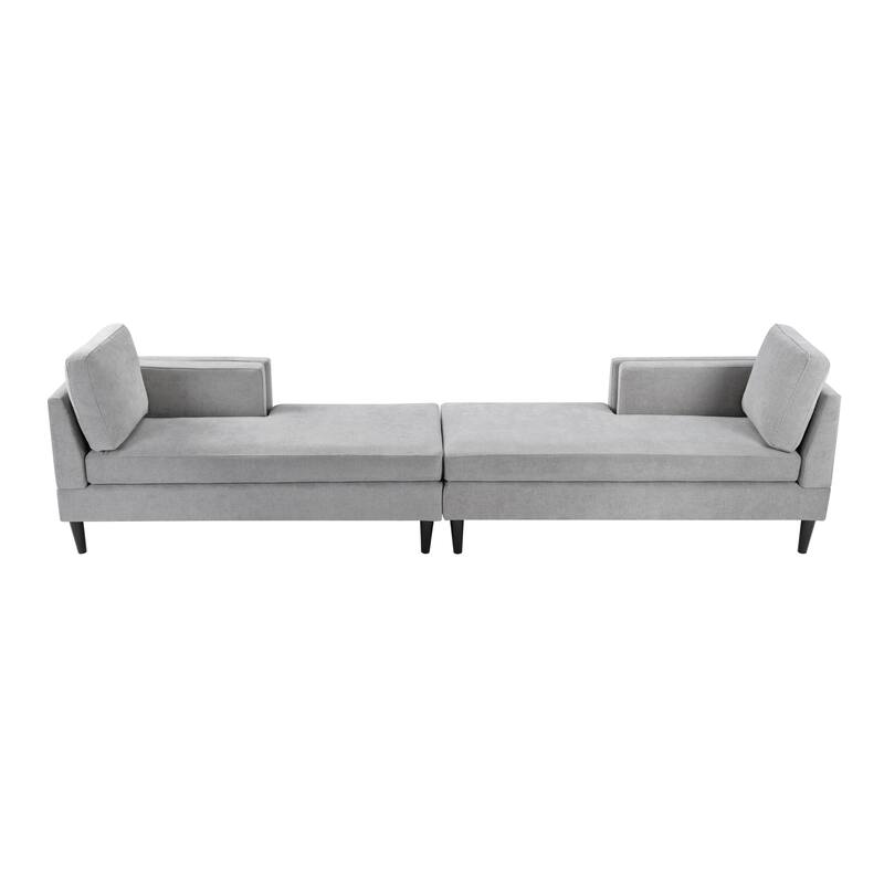 Roomfitters 54 Inch Modern Chaise Lounge Sofa Bed with Dual-Layer Armrests and Deep Seating