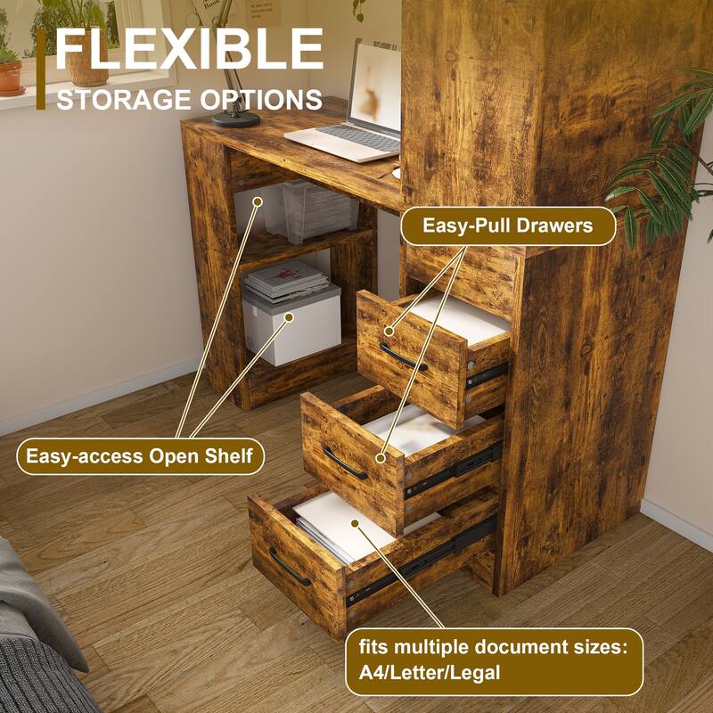 Computer Desk with 4-in-1 Socket