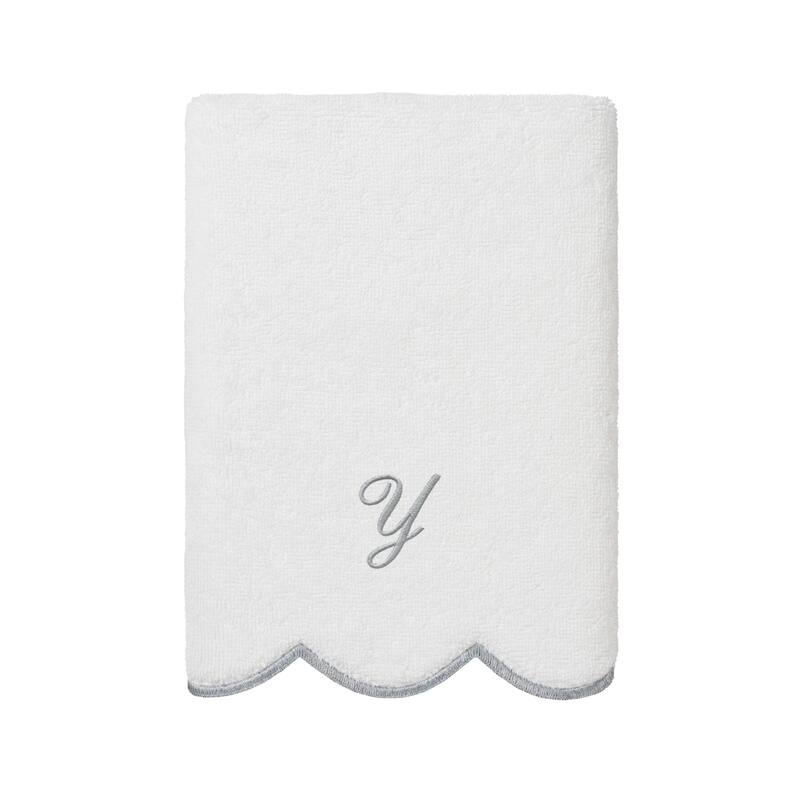 Authentic Hotel and Spa 100% Turkish Cotton Grey ADORNIA Scallop Personalized 3 Piece Towel Set - 3 Piece Set