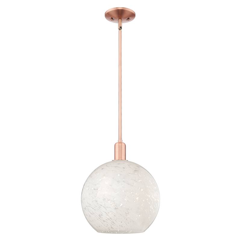 Innovations Lighting Endless Possibilities Arcadia - White Mouchette - 1 Light 12" Stem Hung Mini Pendant - Antique Copper
