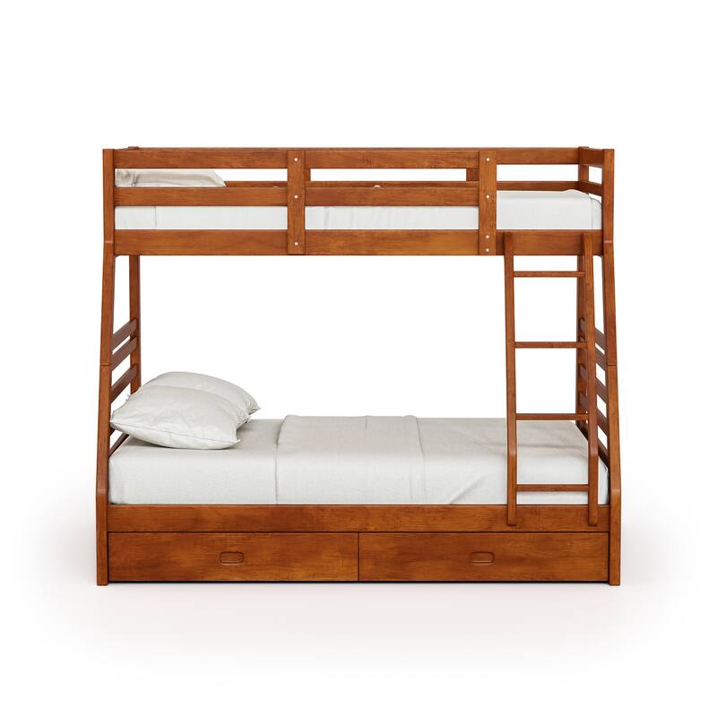 Cude Modern Twin over Full Solid Wood Bunk Bed Set by Furniture of America