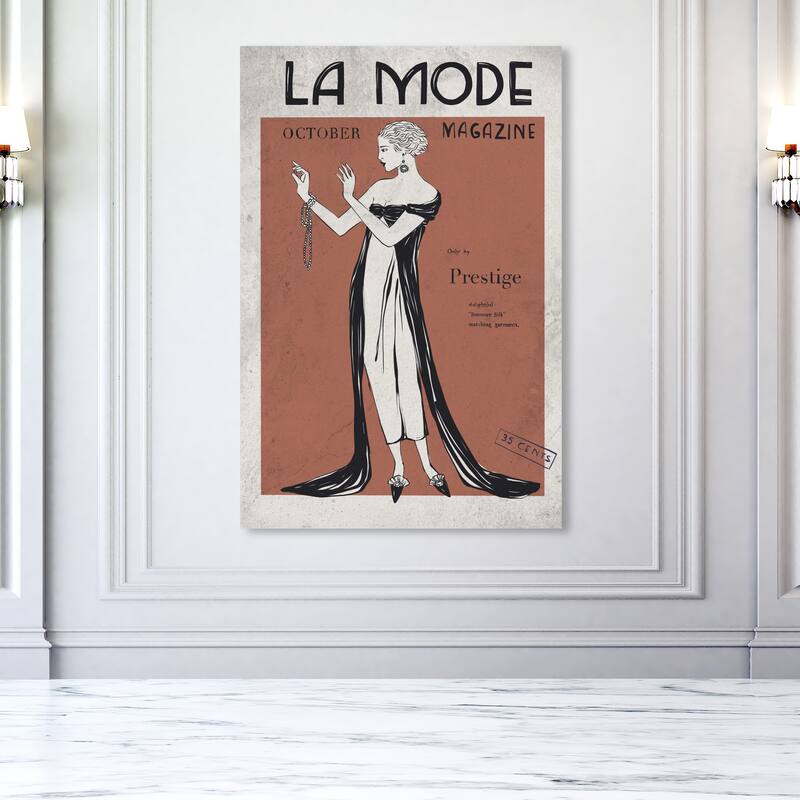 Wynwood Studio Fashion and Glam La Mode Poster Brown and French Country Wall Art Canvas Print - 54 x 36