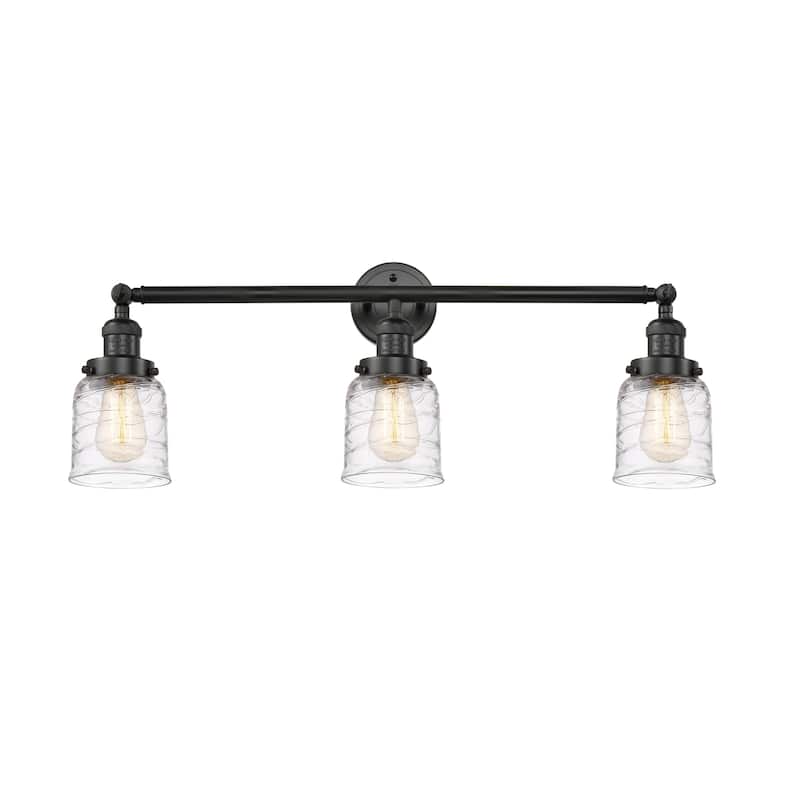 Innovations Lighting 205-11-30 Bell Vanity Bell 3 Light 30" Wide - Matte Black / Deco Swirl