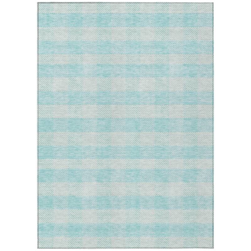 Machine Washable Indoor/ Outdoor Chantille Plaid Stripe Rug