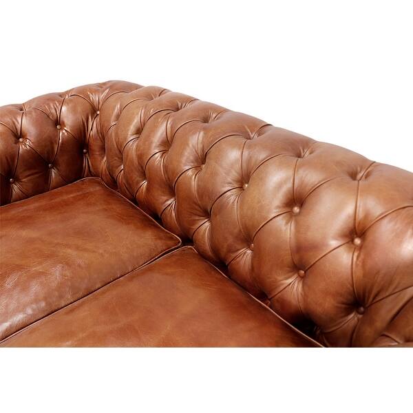 Pasargad Home Genuine Leather Chester Bay Tufted Loveseat Sofa Chair On Sale Overstock 11820468