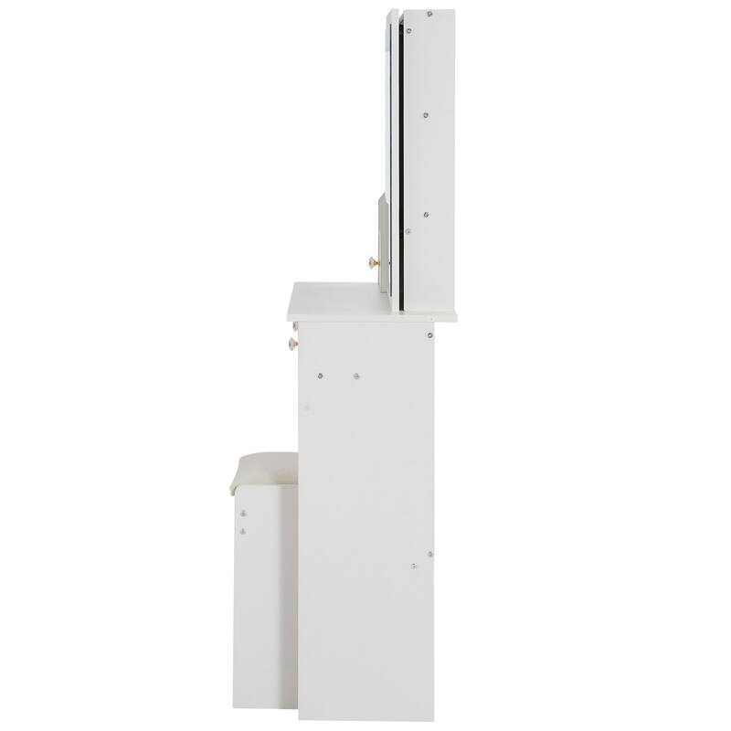 Small Space Vanity Desk with Left Drawer, High Capacity Storage, and Award-Winning Design